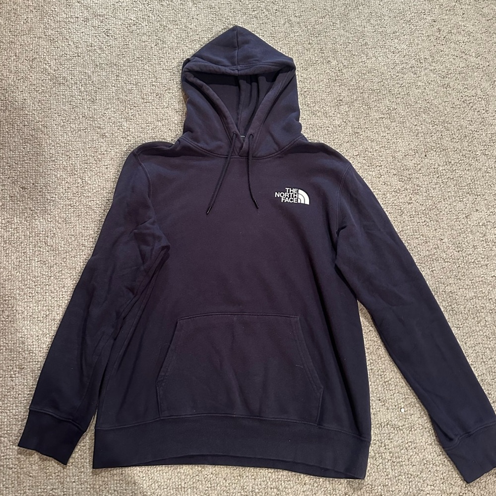 The North Face Men's Dark Blue Hoodie with front pocket